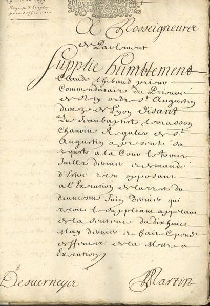 BEAUJOLAIS. 33 pièces, la plupart sur vélin, XVIIe s. - XVIIIe s., en français ou...