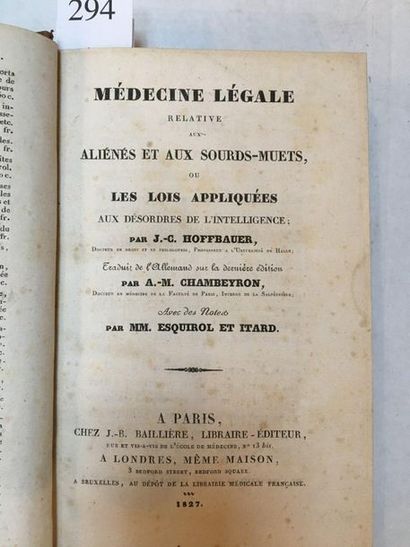 [MÉDECINE]. HOFFBAUER (Johann Christoph). Médecine légale relative aux aliénés et...