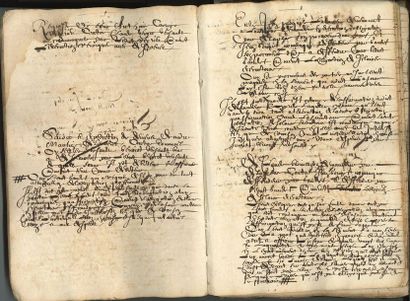 BEAUJOLAIS. 2 registres manuscrits, XVIe s. - XVIIe s., in-12 de 23 feuillets écrits...