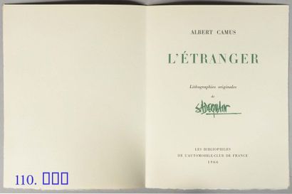 CAMUS (Albert). L'Étranger. S. l., Les Bibliophiles de l'Automobile-Club de France,...