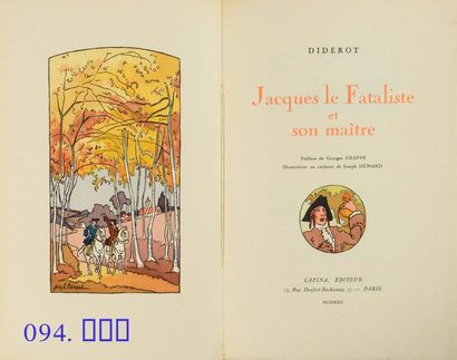 DIDEROT (Denis). Jacques le Fataliste et son maître. Paris, Lapina, Éditeur, 1922....