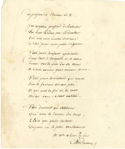 Alexandre DUMAS père (1802-1870). 2 manuscrits autographes, le premier signé, 1 page...
