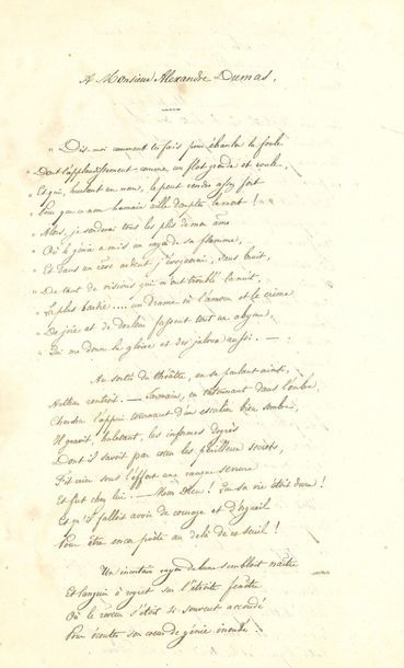 [Alexandre DUMAS père]. 6 lettres ou pièces à lui adressées ou le concernant.
• Albert...