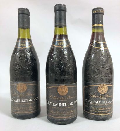 null 3 bouteilles CHÂTEAUNEUF-DU-PAPE 
Cellier des Princes 
2 de 1986, 1 de 1989
...