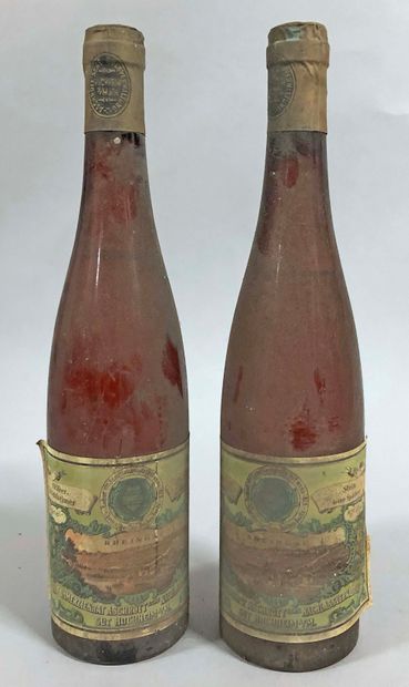 null 2 bouteilles RHEINGAU 
"Hochheimer Spätlese", 
Aschrott 
1959
 (es, LB/MB)