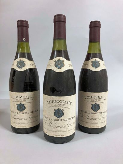null 3 bouteilles ÉCHEZEAUX, 
"Domaine A. Ropiteau-Mignon", 
Bonnes & Guerre 
1989
...