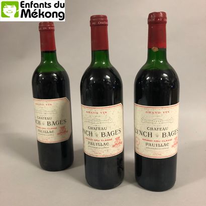 null 3 bouteilles Château Lynch Bages, 5° cru, Pauillac 1987 (1 es, LB; 1 et, es,...