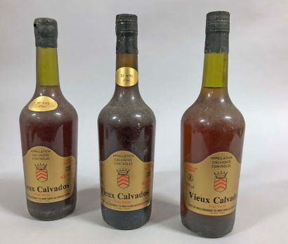null 3 bottles CALVADOS 
"more than 20 years old", 
cave de Mortagne-au-Perche 
(new...