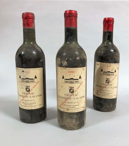 null 3 bouteilles CH. 
TRONQUOY-LALANDE, Saint-Estèphe 
1961
 (ets, 1 TLB, 2 LB)