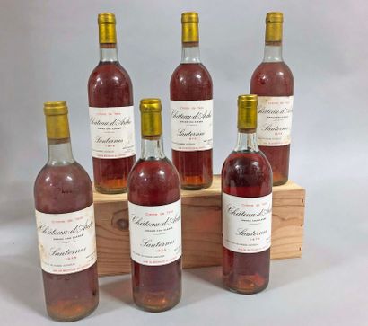 null 6 bouteilles CH. 
D'ARCHE, 2° cru 
Sauternes 
1975
 (Crème de Tête, 4 TLB)