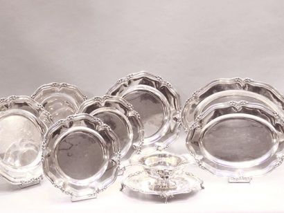 Set of silver dishes. By Marc-Augustin Lebrun,...