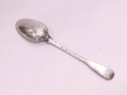 Silver olive spoon. By Lazare Martin Marseille,...