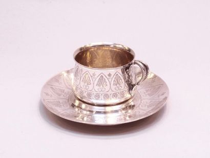null Cup and saucer in silver and vermeil. By Froment-Meurice, Paris, late 19th century....
