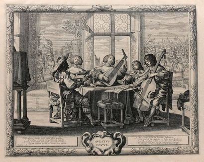 Abraham BOSSE (1602/04-1676) 
L' Ouïe, allégorie de la série des Cinq Sens
Eau-forte....