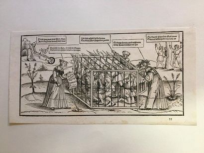Erhard SCHÖN (1491-1542) 
La Cage des fous
Bois. Très belle épreuve légèrement usée...