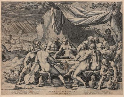 Johannes I SADELER (1550-1600) 
Humanity before the flood
Engraved after D. Barendsz,...