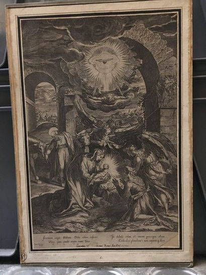 Cherubino Alberti (1553-1615) 
L' Adoration de l'enfant Jésus
D'après T. Zuccaro.
Eau-forte....