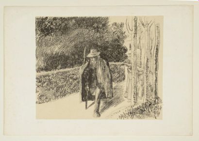 Camille PISSARRO (1830-1903) 
Beggar on crutch, 1897
Lithography on applied china....
