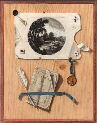 Gaspar GRESLY (L'lsle-sur-le-Doubs 1712-Besançon 1756) 
Trompe-l'oeil à la gravure...