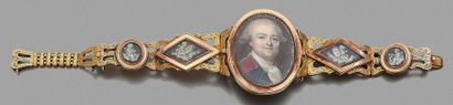 François DUMONT (1751-1831) 
Elegant articulated gold bracelet with openwork and...