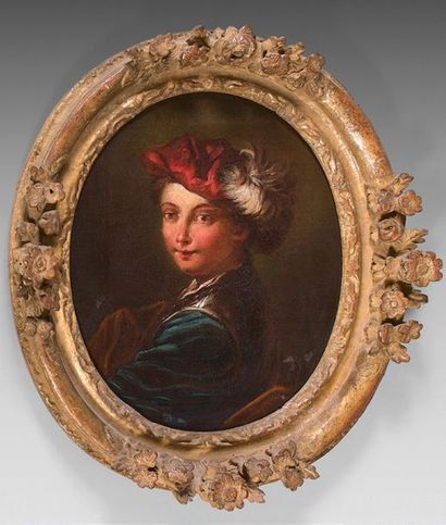 École FRANÇAISE du début du XVIIIe siècle 
Portrait de jeune femme au collier de...