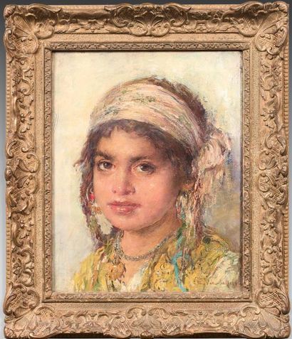 Edouard VERSCHAFFELT (1874-1955) 
Portrait de fillette
Huile sur toile, signée en...
