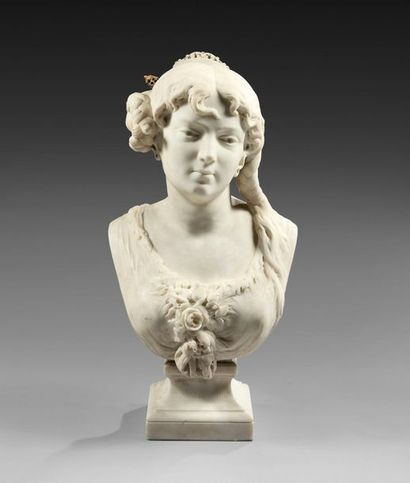César CERIBELLI (1841-1918) 
Sculpture en marbre blanc de Carrare représentant une...