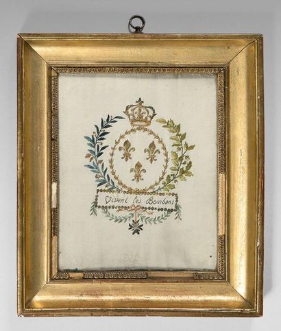 null Embroidery with gold or silver threads and polychrome silk threads representing...