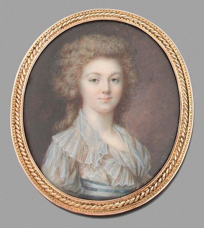 François DUMONT (1751-1831), entourage de 
Miniature oval portrait painted on ivory...