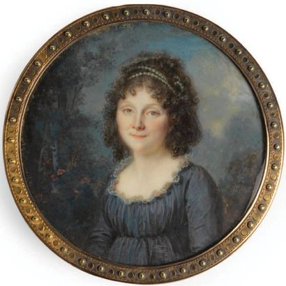 PERIN-SALBREUX Louis-Lié (1753-1817) 
Portrait de femme
Miniature ronde peinte sur...