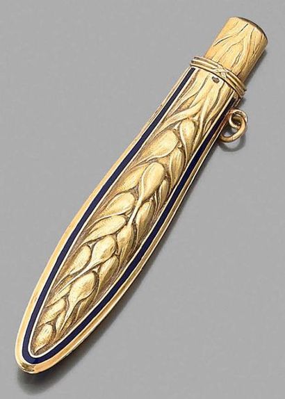 null Pendant mechanical pencil used as a letter opener in 750 thousandths gold, with...