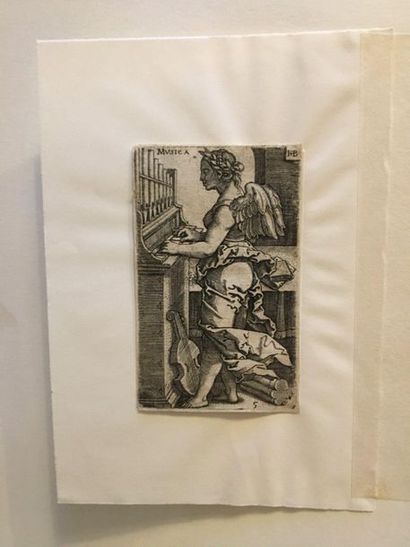 Hans-Sebald BEHAM (1500-1550) 
La Musique
Burin. Very nice proof cut on the copper,...