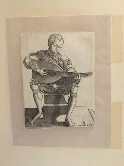 Hans BROSAMER (1500-1552) 
The Lute Player
Burin. Beautiful, slightly worn and late...