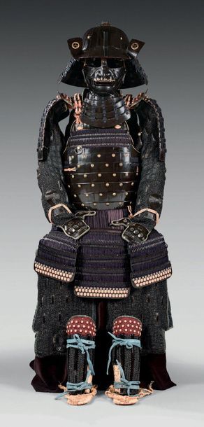 null Full armour.
Helmet with eighteen black lacquered iron slats. Shikoro with five...