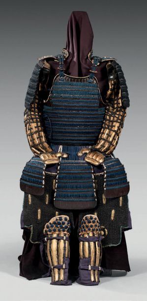 null Part of Japanese armor, including:
Tachi-dô in black lacquered Kittsuke-kozane...