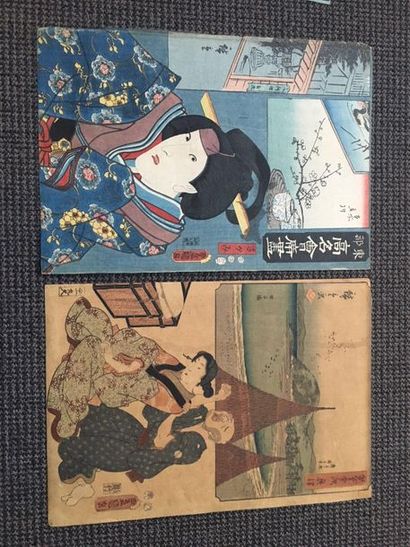 null Lot of 10 prints, mainly TOYO-KUNI,
KUNI-SADA of various subjects, characters,...