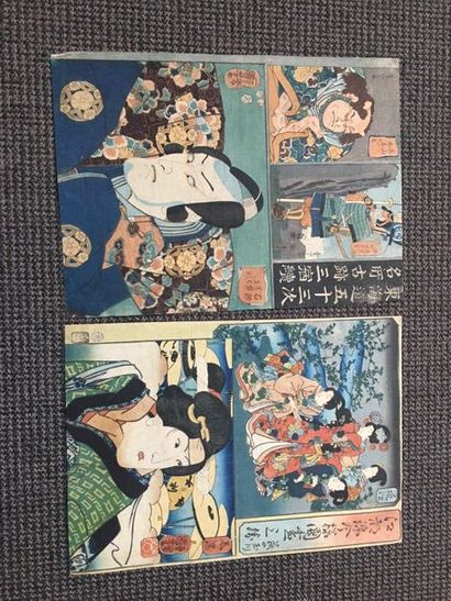 null Lot of 10 prints, mainly TOYO-KUNI,
KUNI-SADA of various subjects, characters,...