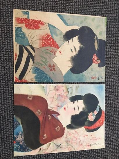 null Triptych depicting four Samurai.
Print.
TOYO-KUNI (worn). 
 Attached are two...