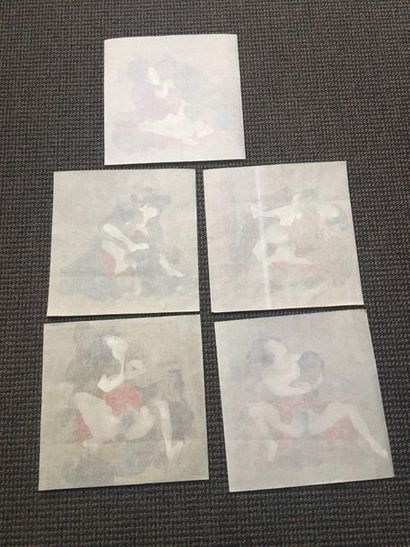null Lot de 5 estampes représentant des scènes érotiques.
20,5 x 21 cm