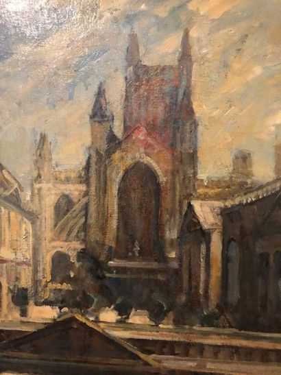 Jacques-Emile BLANCHE (1861-1942) L'Abbaye vue de la cour du Pump Room, Bath, 1931

Huile...