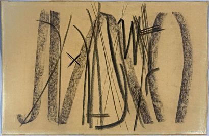 Hans HARTUNG (1904-1989) 
Sans titre, 1951
Pastel et fusain sur papier vernissé,...