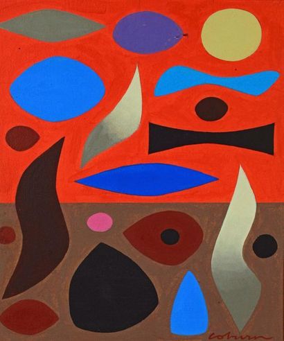 John COBURN (1925-2006) 
Study for red + blue landscape
Gouache, signed lower right.
28...