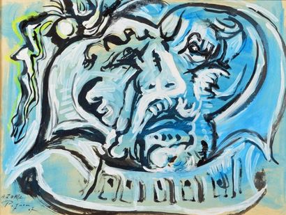 Edouard PIGNON (1905-1993) ** Warrior's head, 1967
Watercolor gouache, signed, dated...