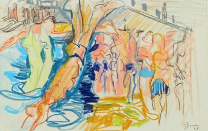 Edouard PIGNON (1905-1993) ** Les baigneurs, 1968
Pastel, signé et daté 68 en bas...