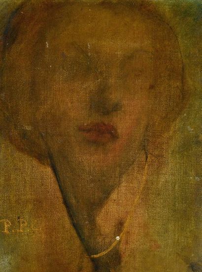 Pierre PUVIS DE CHAVANNES (1824-1898) 
Maiden's head, circa 1850
Oil on panel, signed...