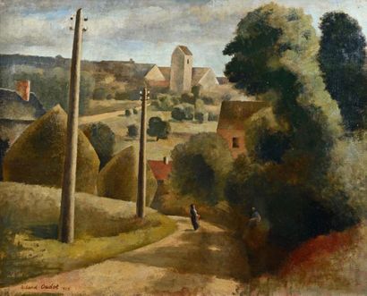 Roland OUDOT (1897-1981) 
Sur le chemin du village, 1925
Huile sur toile, signée...