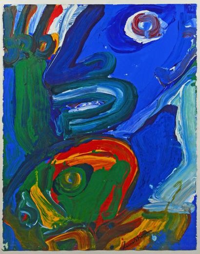 Bengt LINDSTRÖM (1925-2008) 
Blue profile
Gouache, signed down towards the middle.
76...