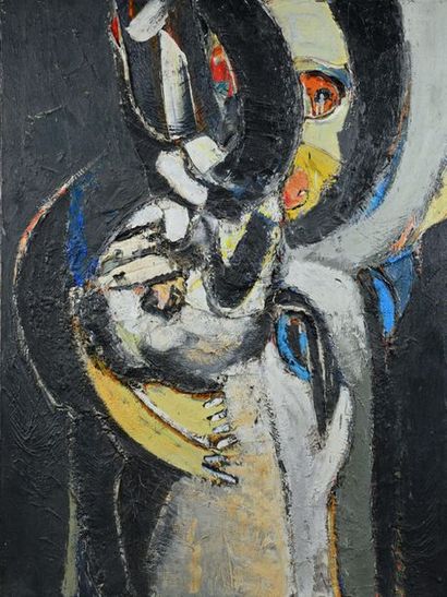 JAN MEYER (1927-1995) Couple, 1954
Oil on canvas, signed, dated and titled on the...