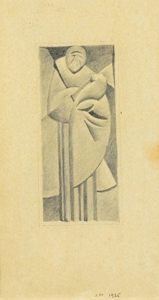 Jan et Joël MARTEL (1896-1966) Maternité, 1925
Mine de plomb sur papier bistre.
Monogramme...