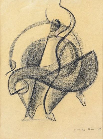Jan et Joël MARTEL (1896-1966) Bullfighting, 1948
Charcoal on bistre paper.
Monogram...